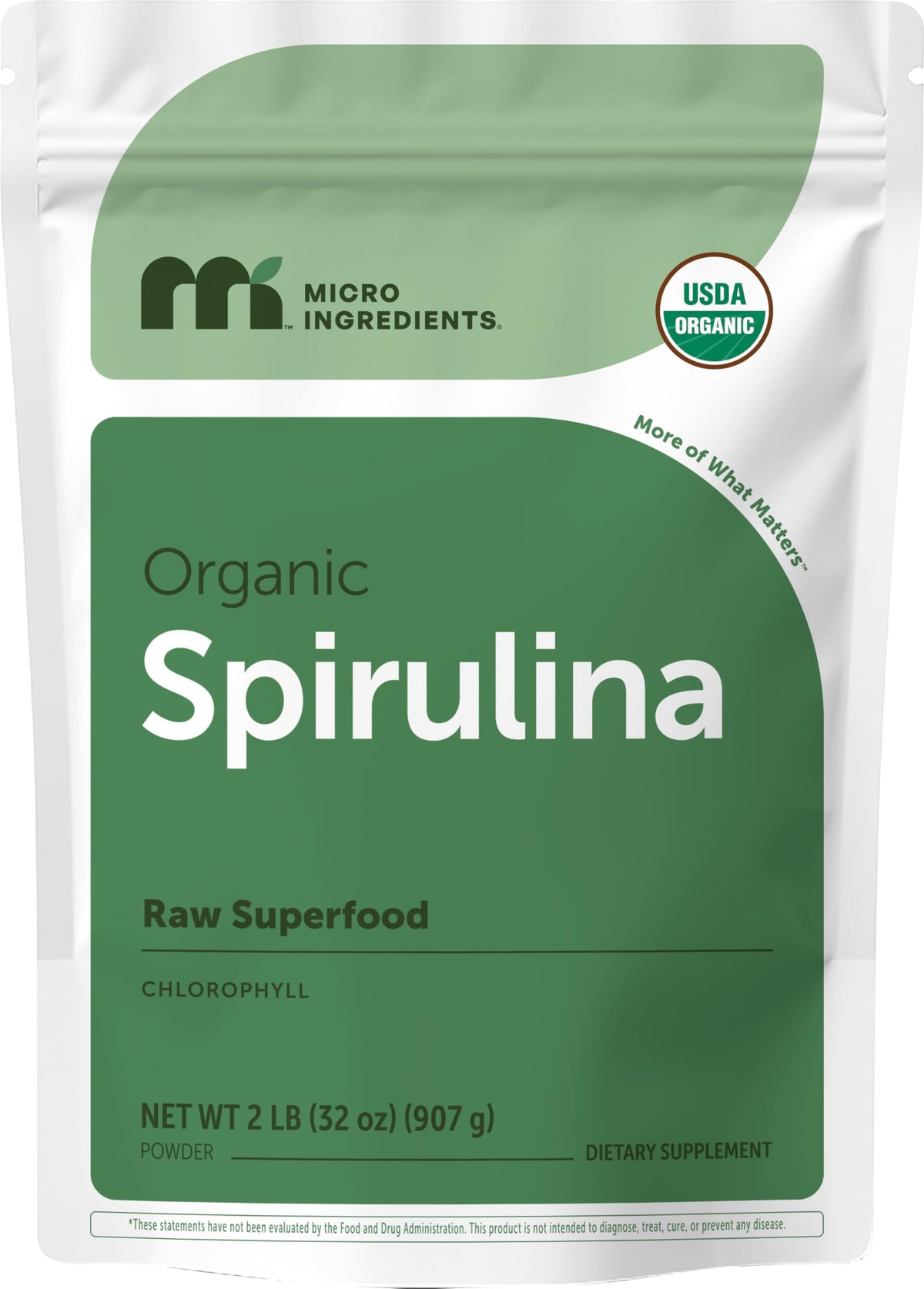 Poudre de spiruline bio Micro Ingredients dans un sachet de 939g