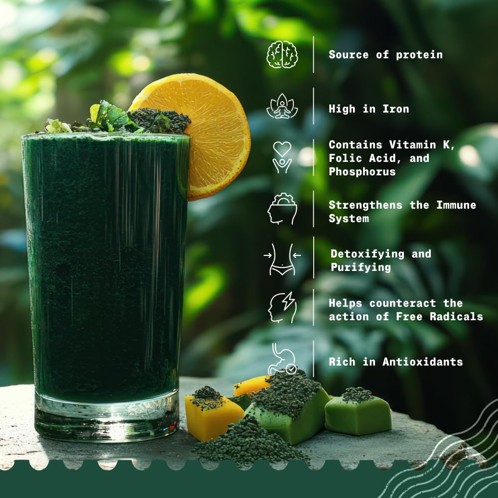 Poudre de spiruline bio NaturaleBio versée dans un bol