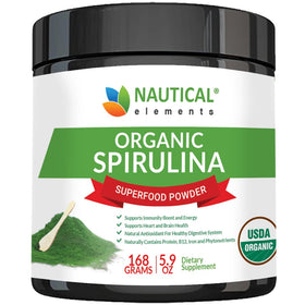 Poudre de Spiruline Bio Nautical Elements 259g vue de face