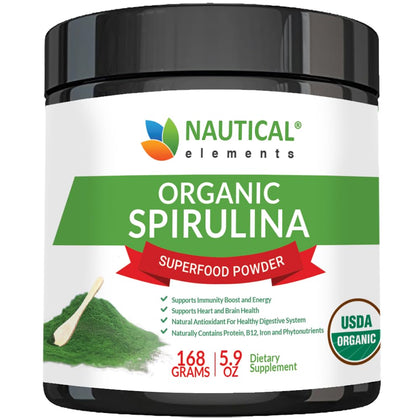 Poudre de Spiruline Bio Nautical Elements 259g vue de face