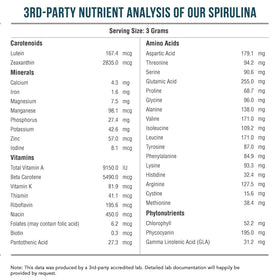 Poudre de spiruline bio Parry 272g à côté d'une cuillère