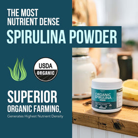 Poudre de spiruline bio Parry 272g dans un bol