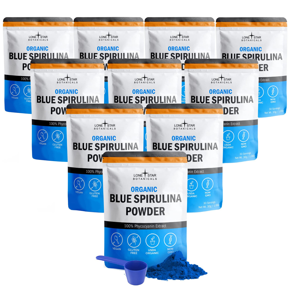 Poudre de Spiruline Bleue Bio 408g en vue de face