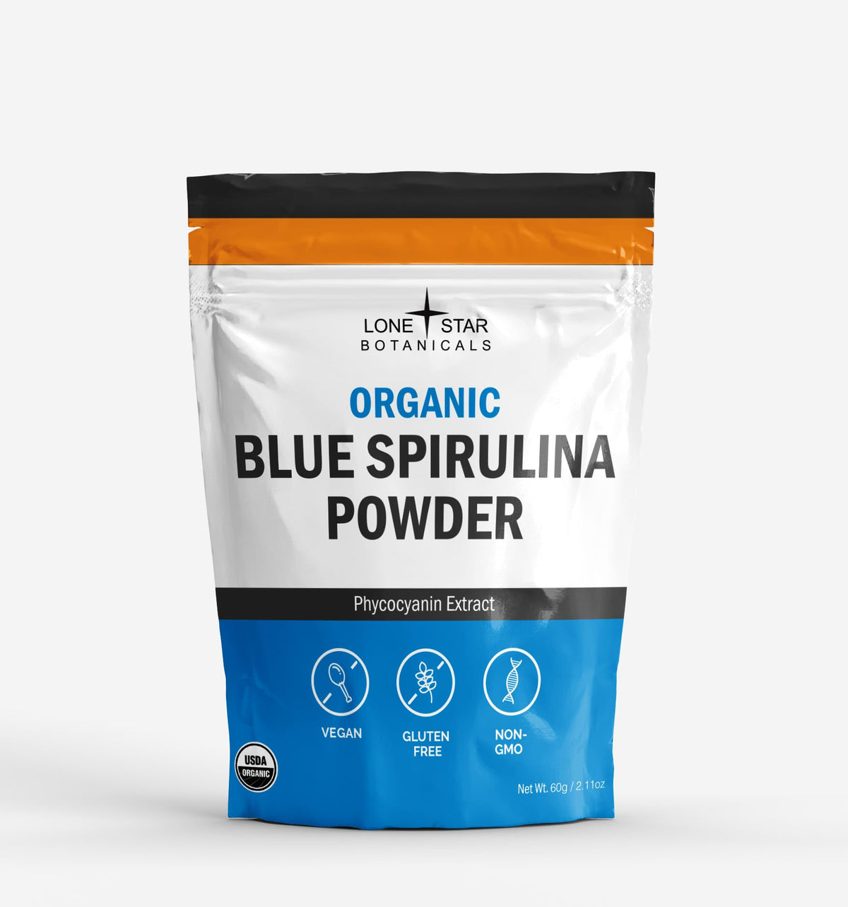 Poudre de Spiruline Bleue Bio 68g de Lone Star Botanicals vue de face