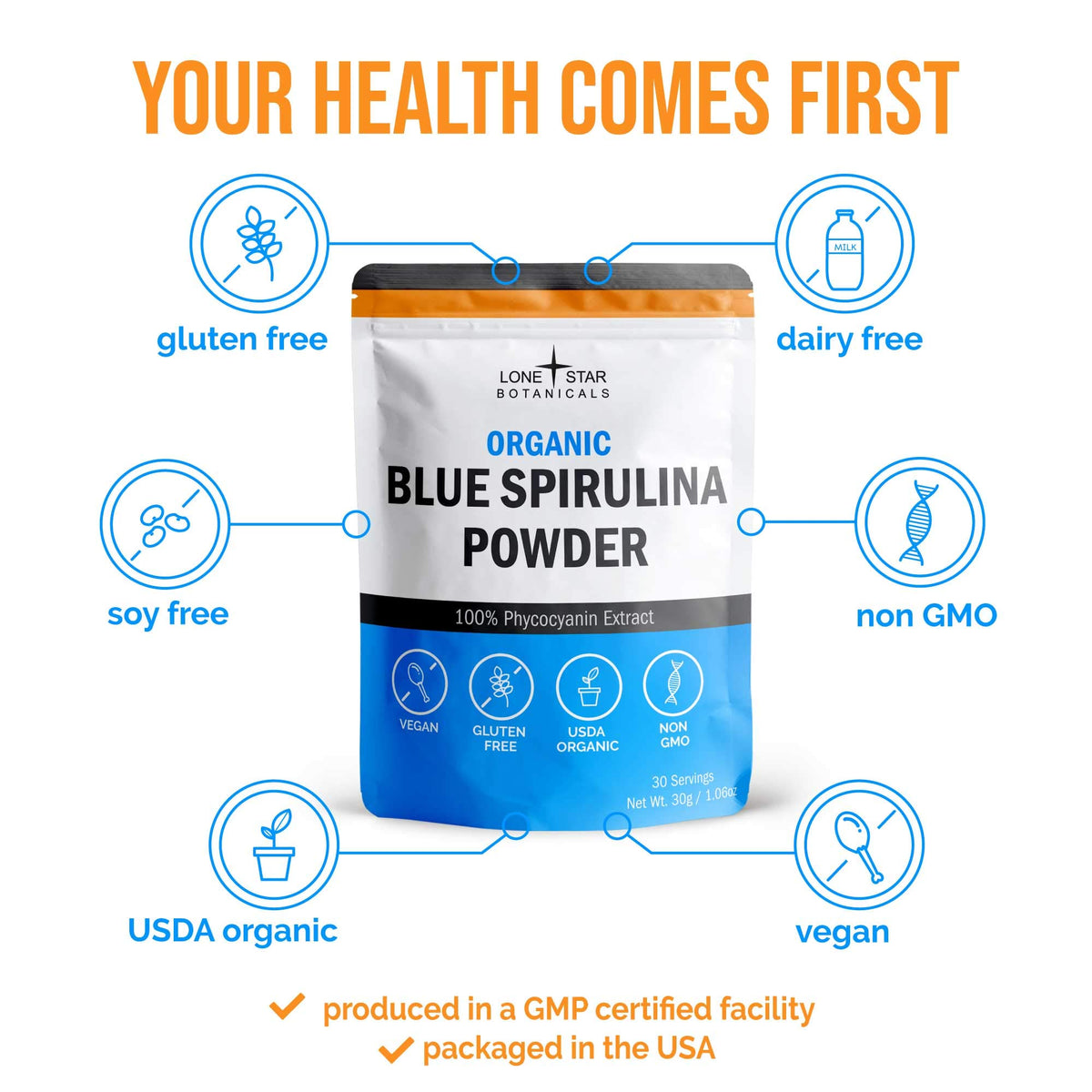 Poudre de Spiruline Bleue Bio dans un bol