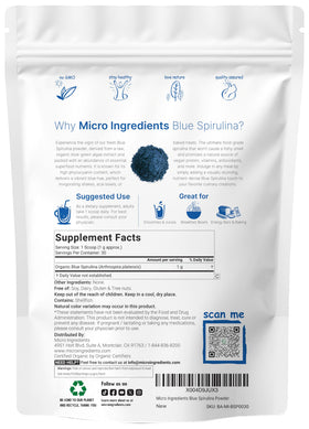Poudre de Spiruline Bleue Bio dans un bol avec une cuillère