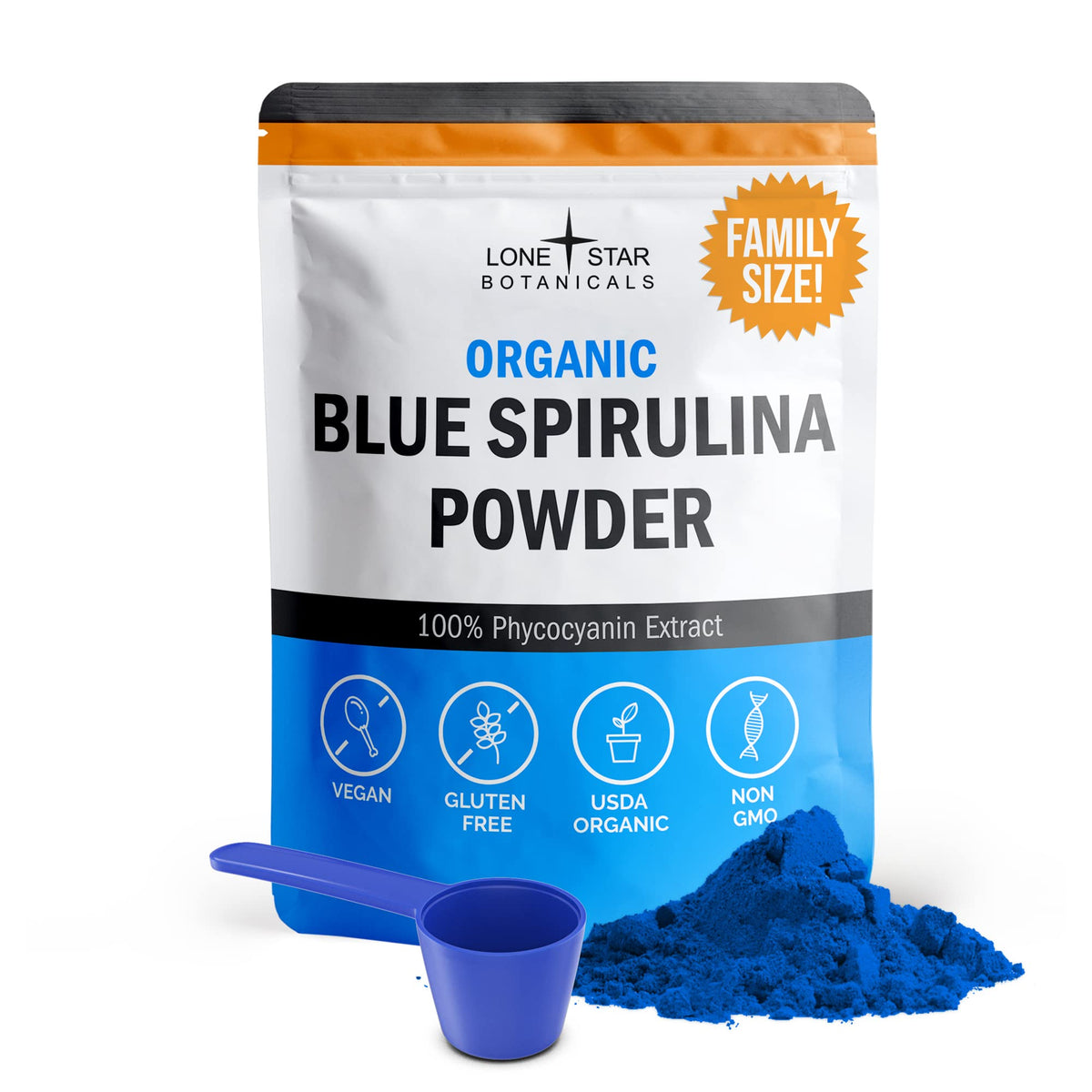 Poudre de Spiruline Bleue Bio Lone Star Botanicals 118g vue avant