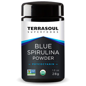 Poudre de spiruline bleue bio Terrasoul Superfoods en pot en verre