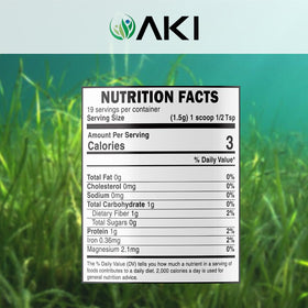 Poudre de Spiruline Bleue E18 AKI ORGANIC avec des fruits