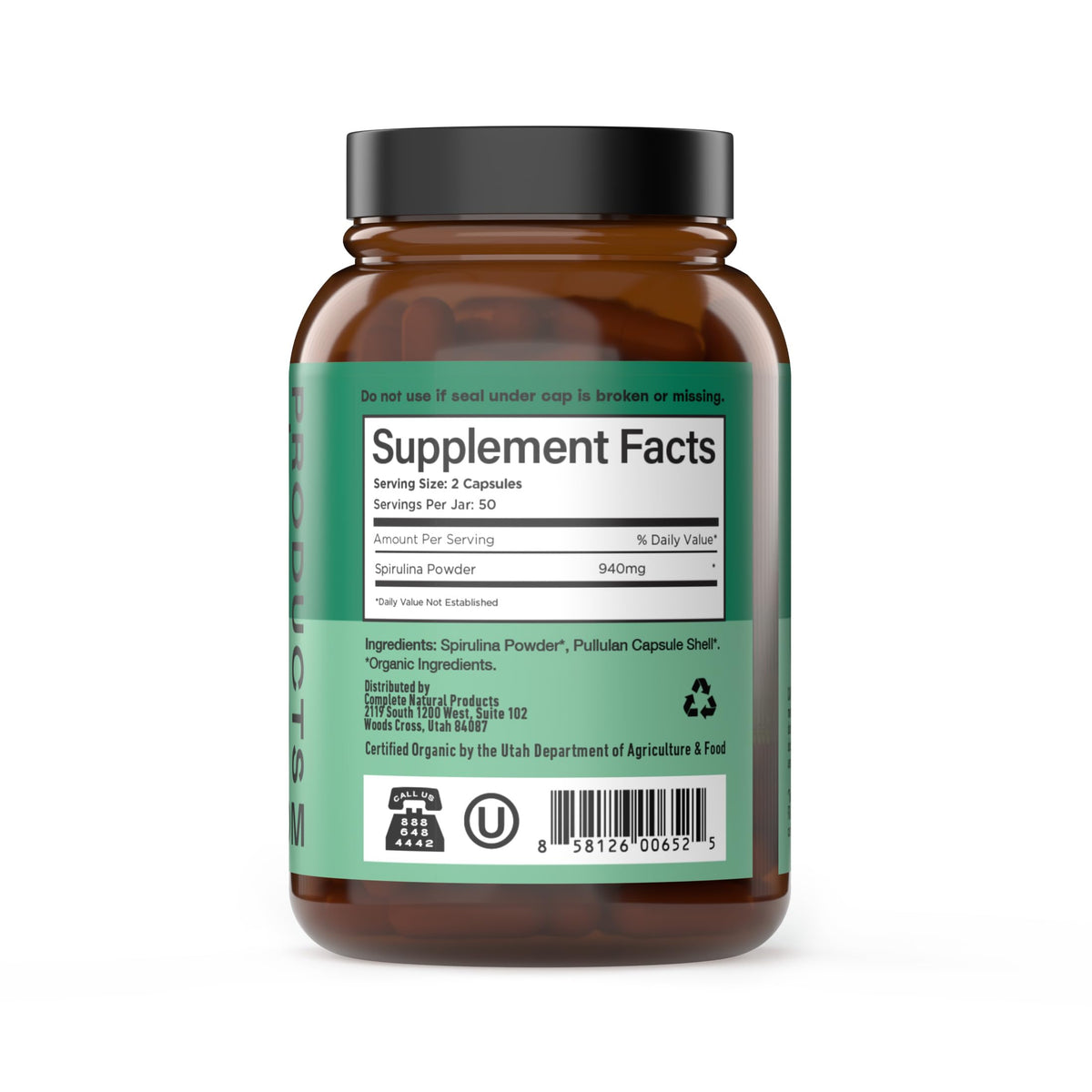 Poudre de Spiruline Bleue Hawaïenne 470mg - détail des gélules