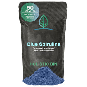 Poudre de Spiruline Bleue Holistic Bin 50g, vue avant