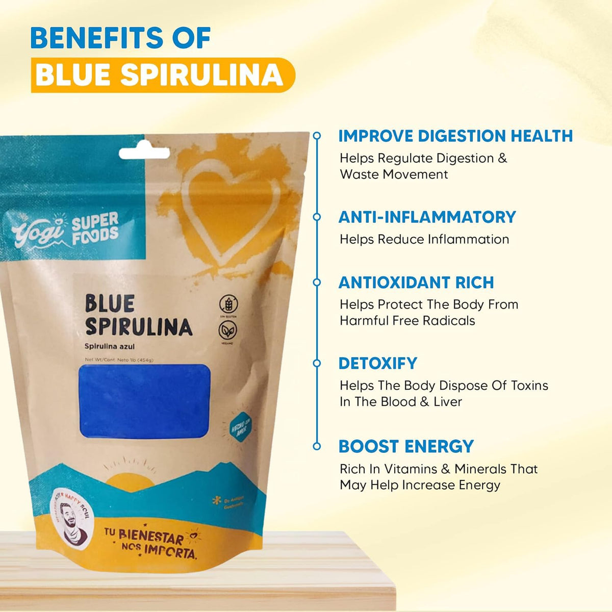Poudre de Spiruline Bleue Yogi Super Foods en usage culinaire