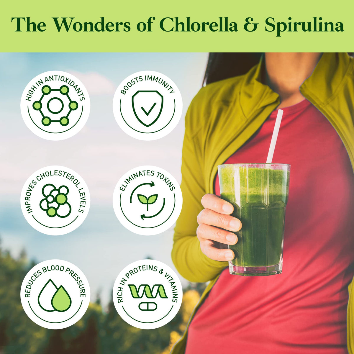 Poudre de Spiruline Chlorella 50/50 Good Natured en portion