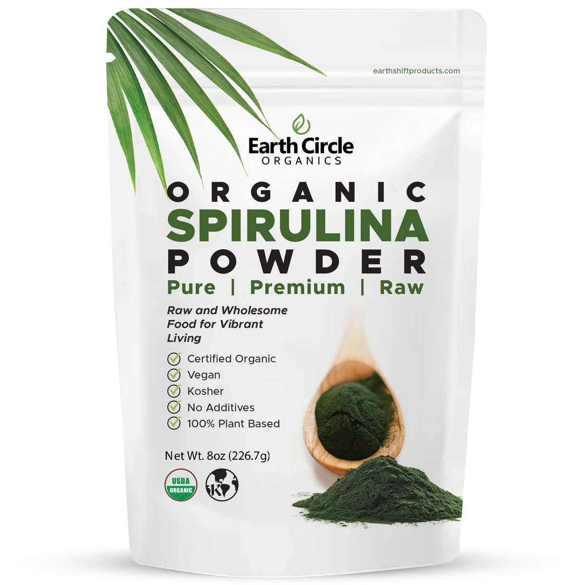 Poudre de spiruline Earth Circle Organics 209g en sachet