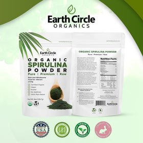 Poudre de spiruline Earth Circle Organics dans un bol