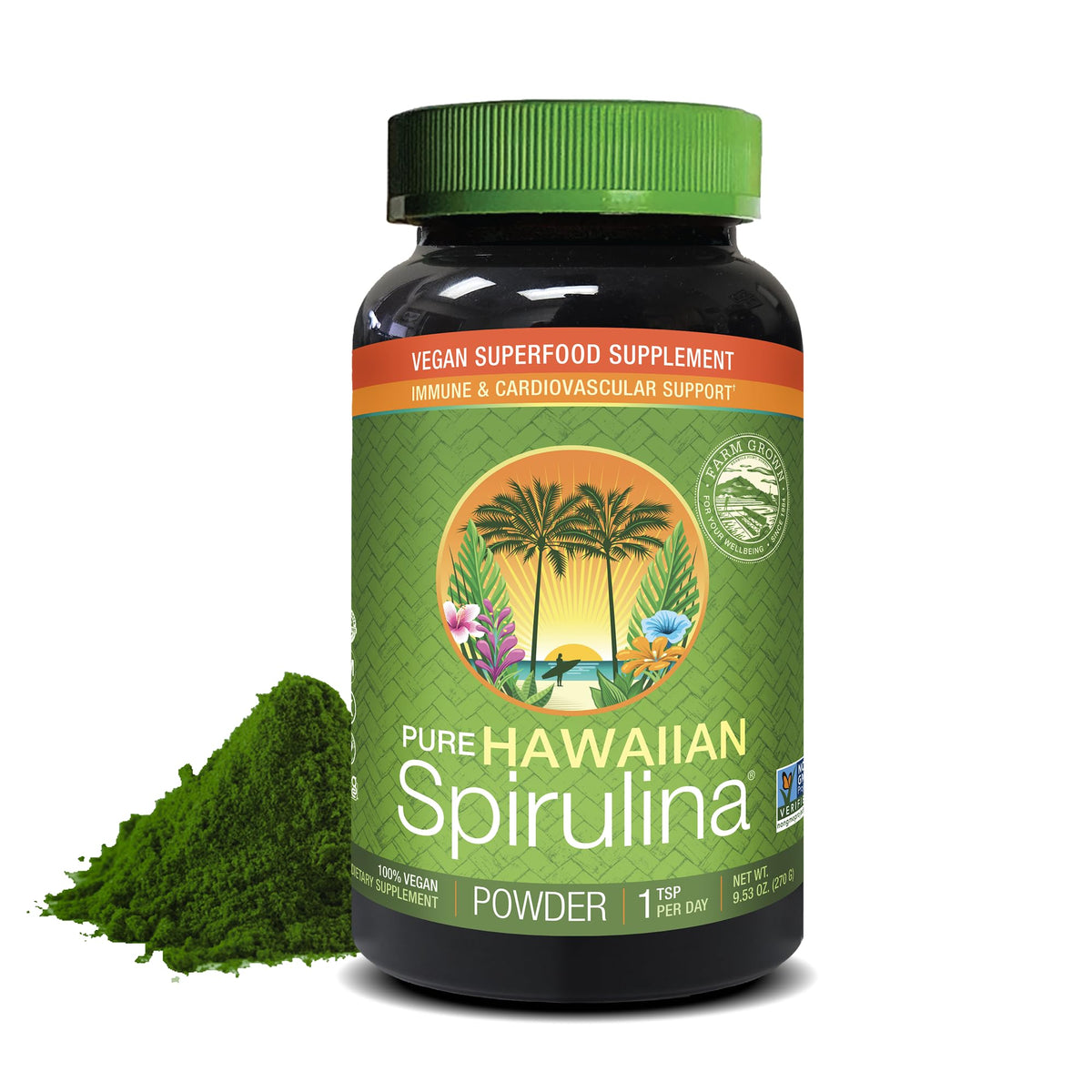 Poudre de Spiruline Hawaïenne Pure Nutrex Hawaii 331g vue de face