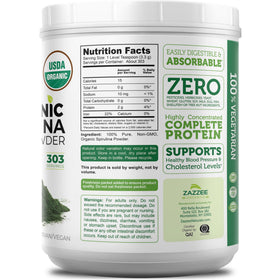 Poudre de spiruline Zazzee dans un smoothie vert