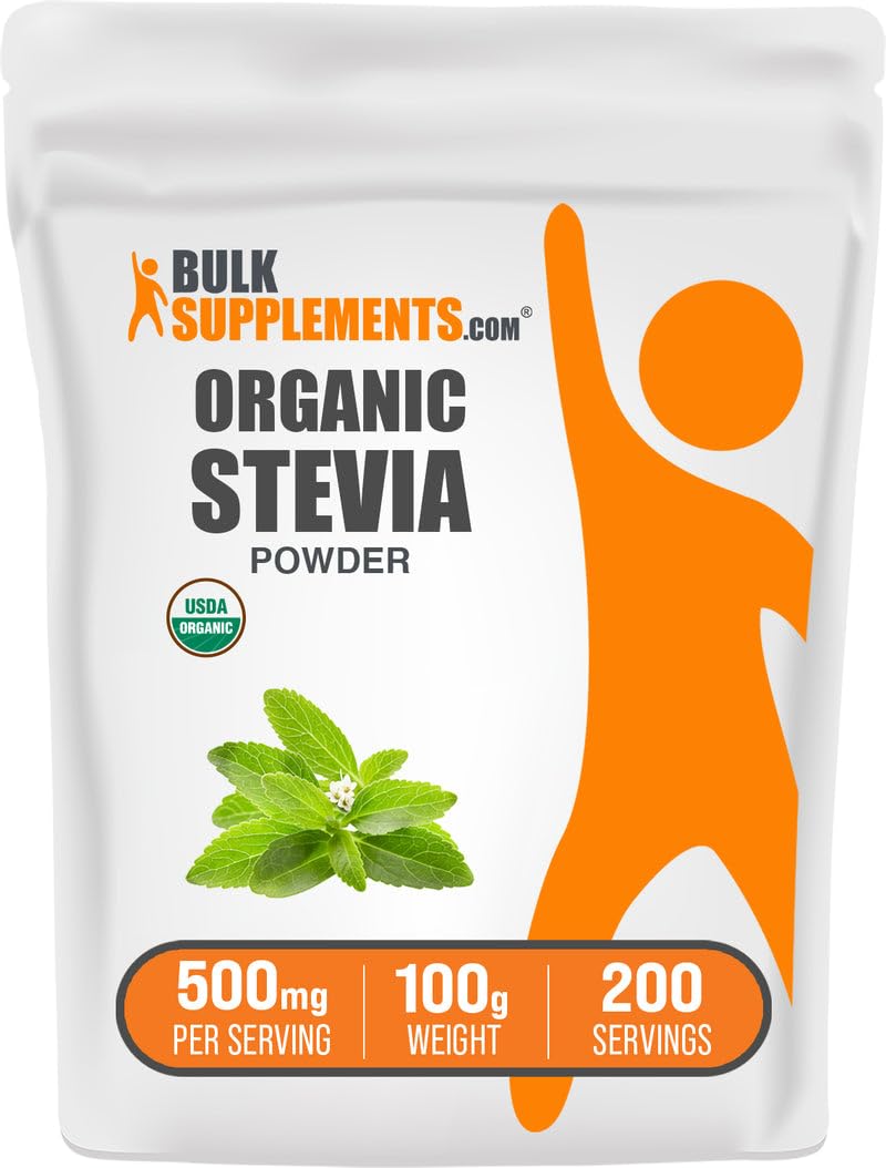 Poudre de Stévia Bio BulkSupplements 100g vue de face