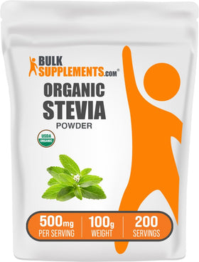 Poudre de Stévia Bio BulkSupplements 100g vue de face