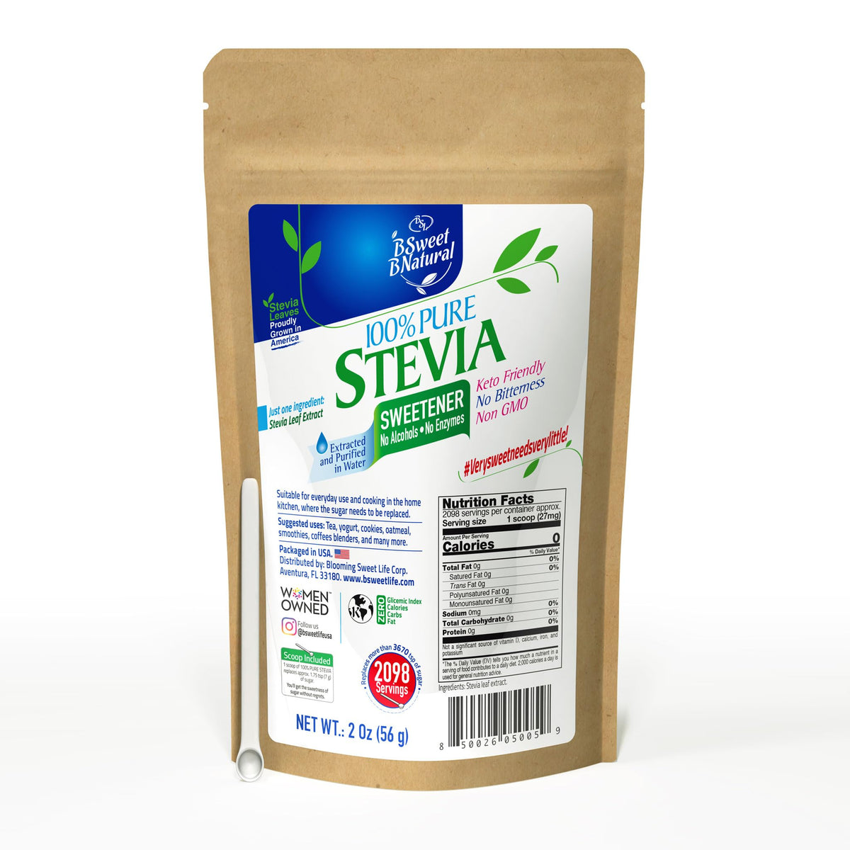 Poudre de Stevia BSL BSWEETBNATURAL 100% pure en sachet de 41g