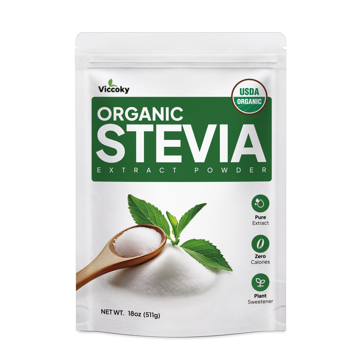 Poudre de Stevia Viccoky Bio 540g vue avant