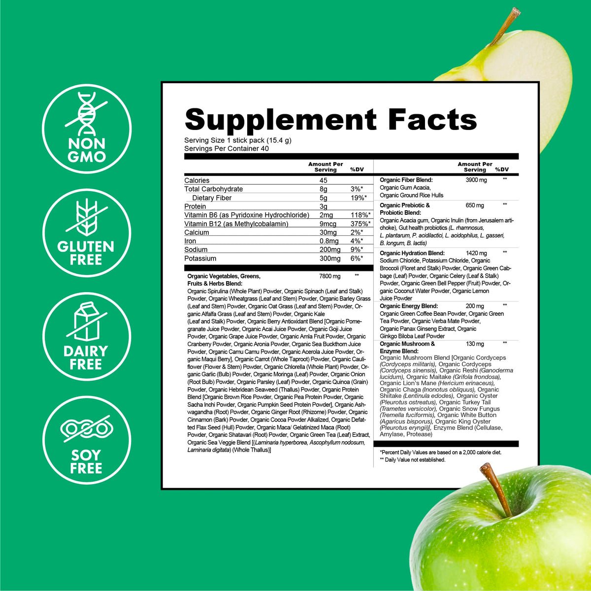 Poudre de super aliments bio Zena Nutrition sur une table