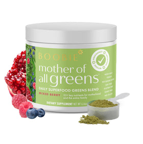 Poudre de super-aliments verts Boobie 240g vue de face avec emballage