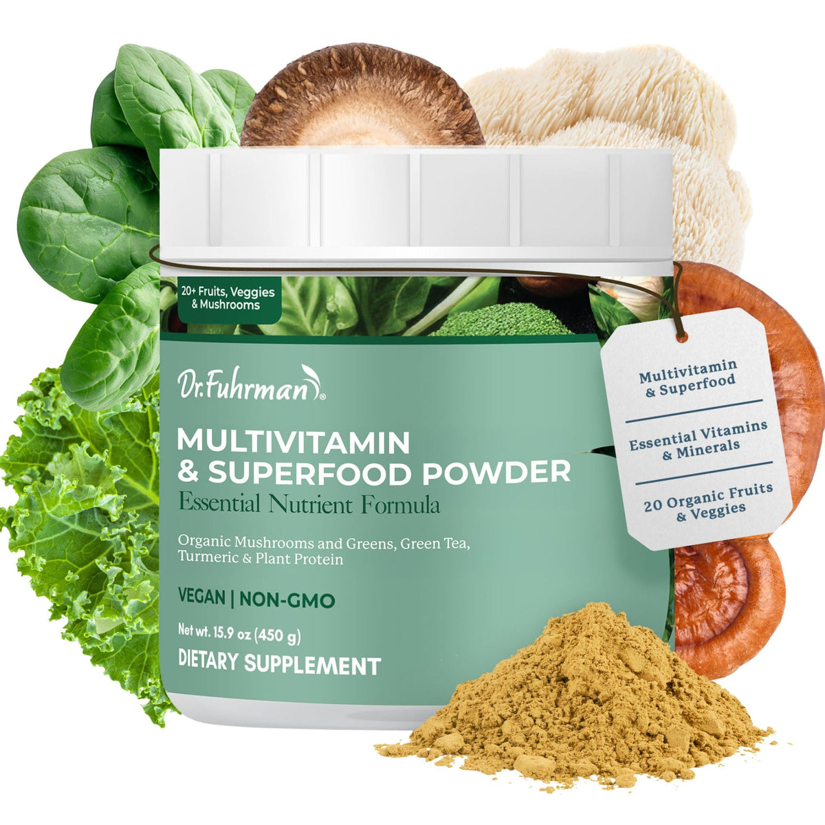 Poudre de super-aliments verts Dr. Fuhrman 581g vue de face
