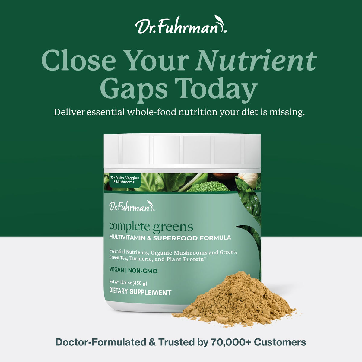 Poudre de super-aliments verts Dr. Fuhrman sur une cuillère