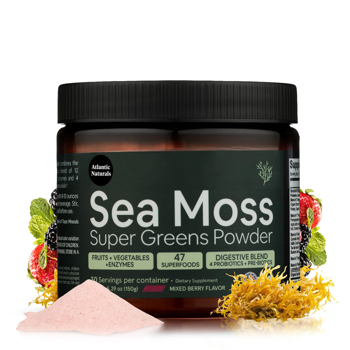 Poudre de super greens Atlantic Naturals en sachet de 209g