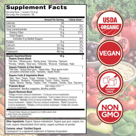 Poudre de Super Greens Bio Country Farms 372g avec cuillère