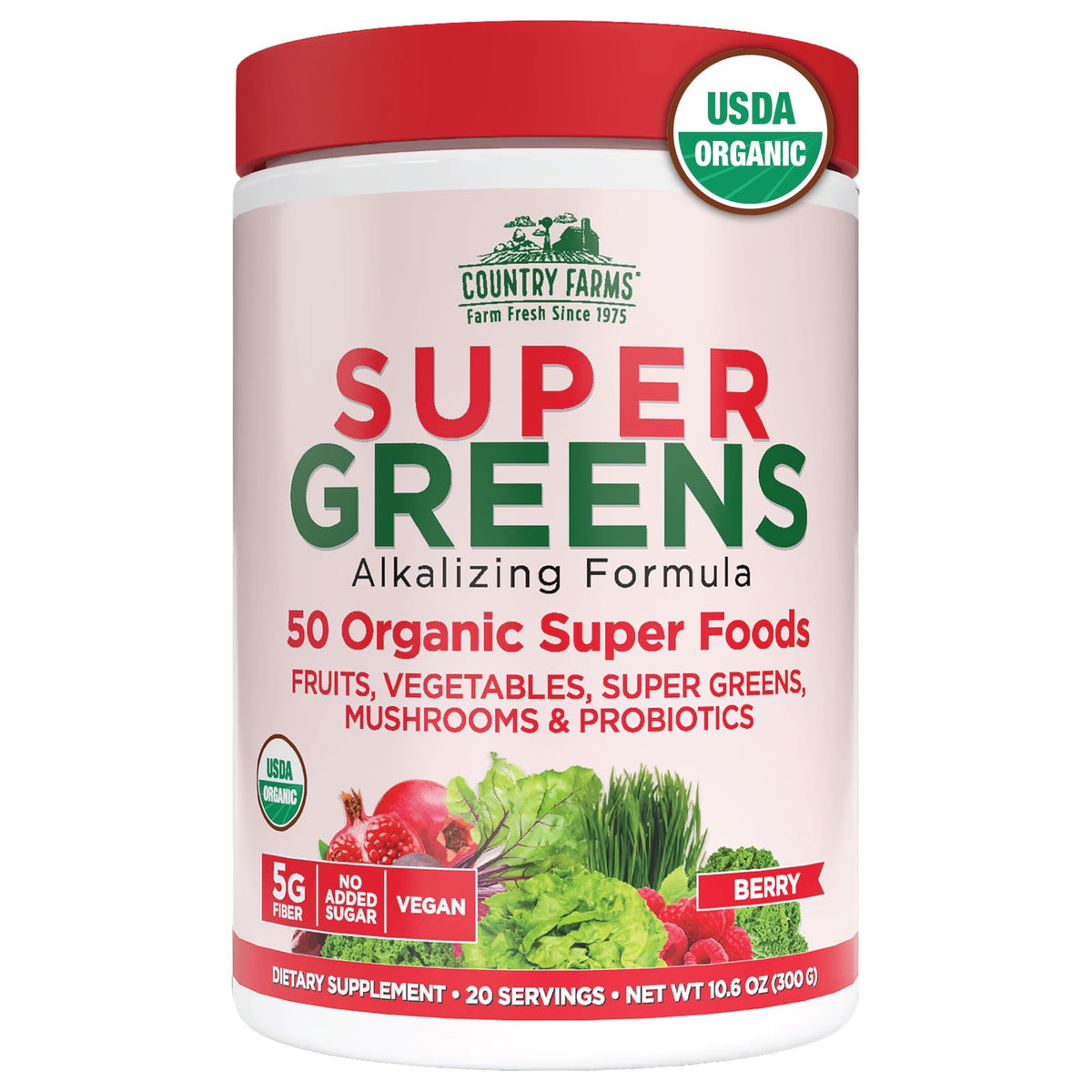 Poudre de Super Greens Bio Country Farms 372g vue avant