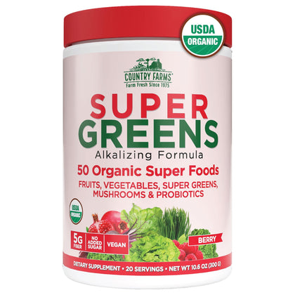 Poudre de Super Greens Bio Country Farms 372g vue avant