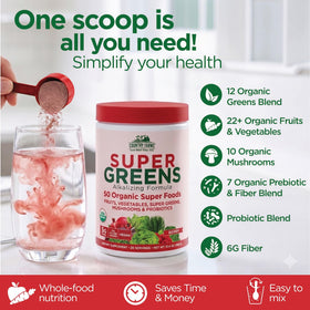 Poudre de Super Greens Bio Country Farms dans un bol