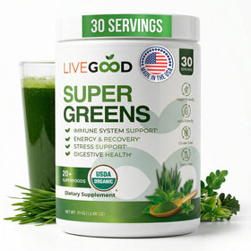 Poudre de Super Greens Bio LIVEGOOD vue de face