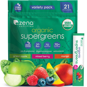 Poudre de Super Greens Bio Zena Nutrition, sachets de 7g