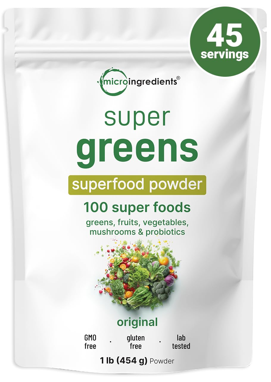 Poudre de Super Greens Micro Ingredients 472g vue de face