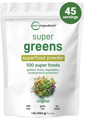 Poudre de Super Greens Micro Ingredients 472g vue de face