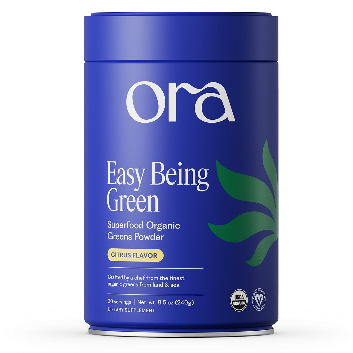 Poudre de super greens Ora Organic 340g vue de face avec emballage