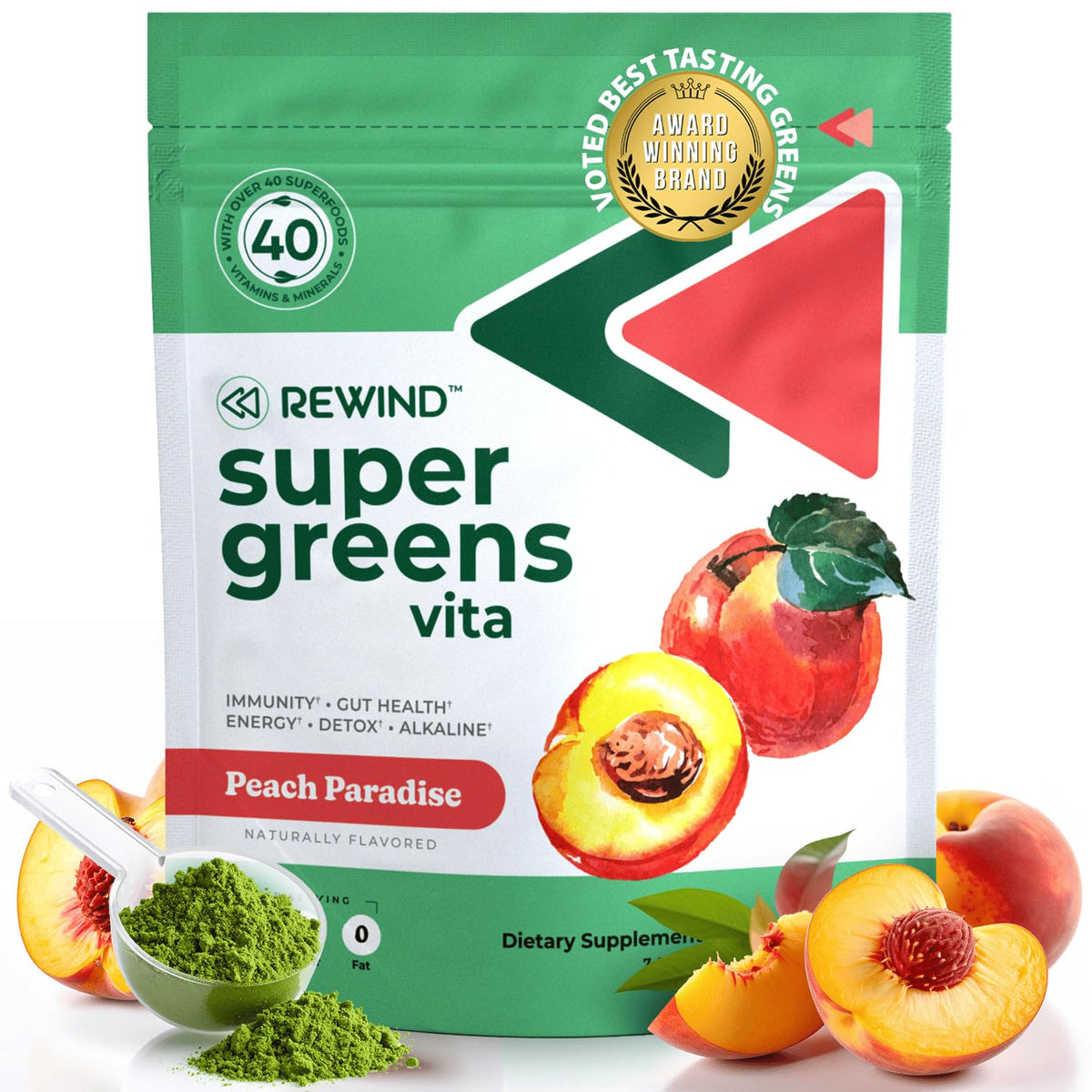 Poudre de Super Greens Rewind 240g vue de face