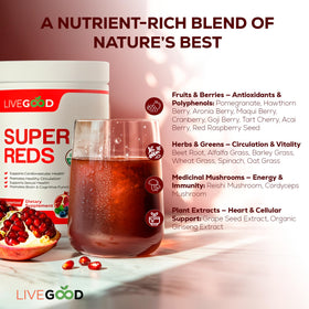 Poudre de superaliment LIVEGOOD Super Reds dans un smoothie