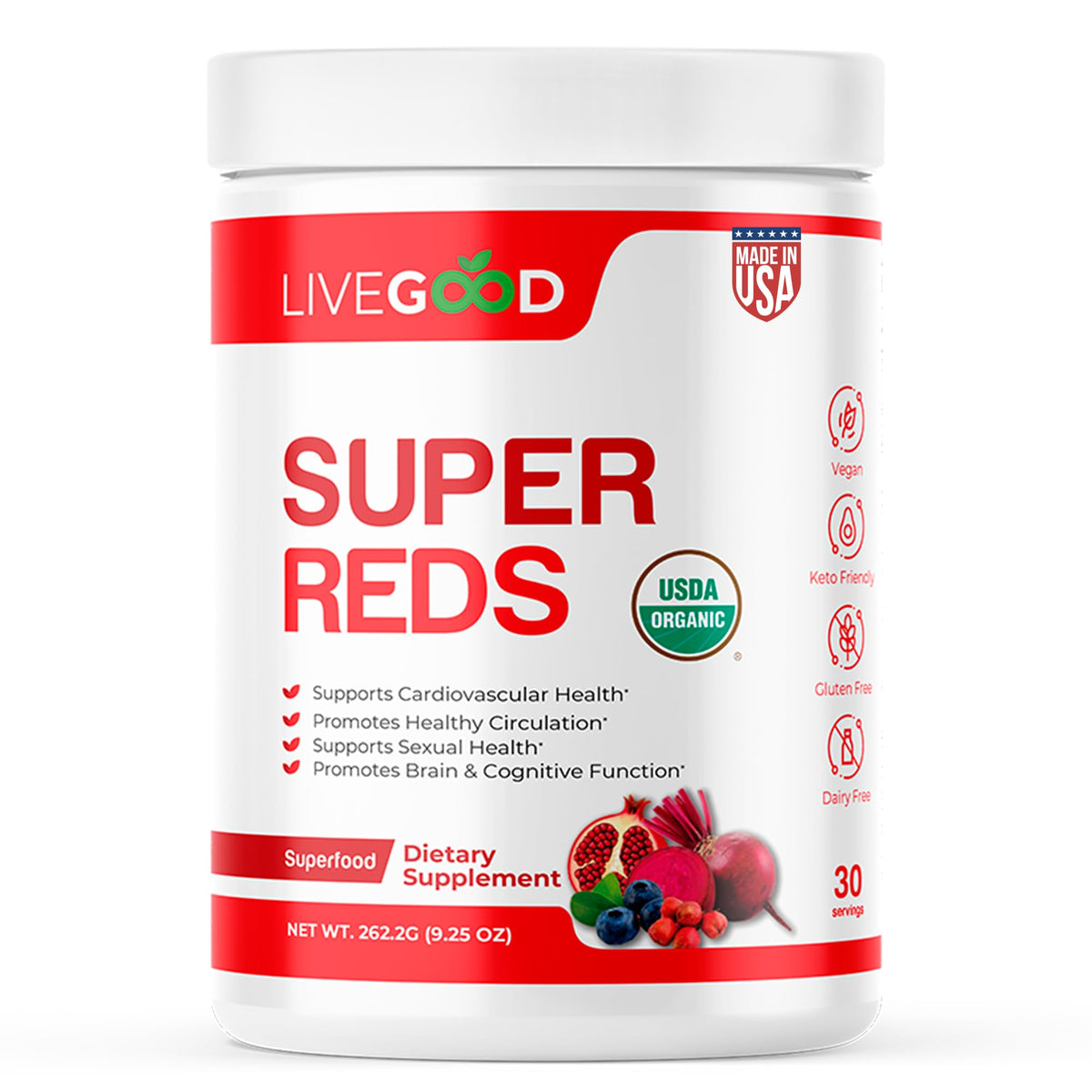Poudre de superaliment LIVEGOOD Super Reds vue de face