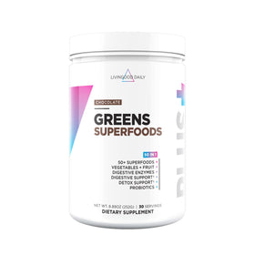 Poudre de superaliment Livingood Daily 50+ Greens au chocolat, vue de face
