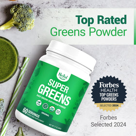 Poudre de superaliment Nested Naturals Super Greens 590g avec cuillère
