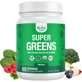Poudre de superaliment Nested Naturals Super Greens 590g vue de face