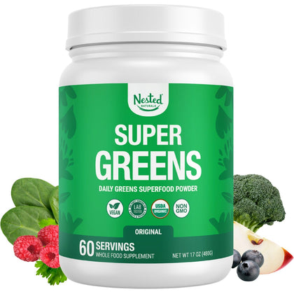 Poudre de superaliment Nested Naturals Super Greens 590g vue de face