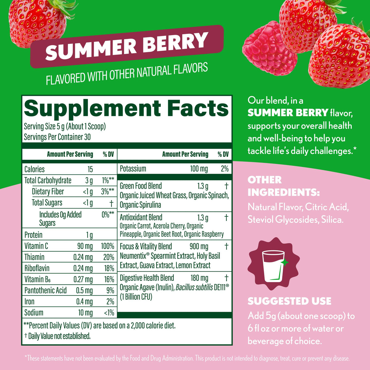 Poudre de superaliments Amazing Grass Été Baies dans un smoothie