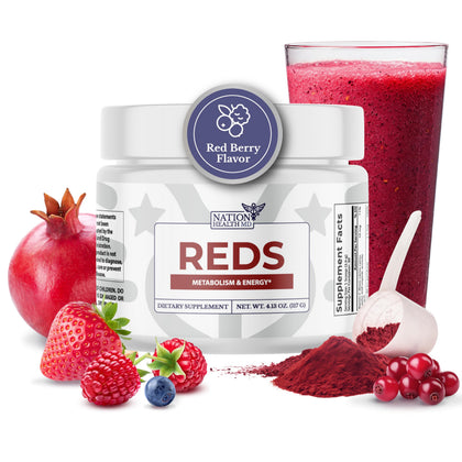 Poudre de superaliments rouges NATION HEALTH MD 255g vue de face