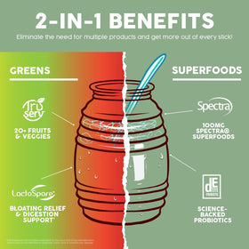 Poudre de superaliments Taste Salud dans un verre avec de l'eau