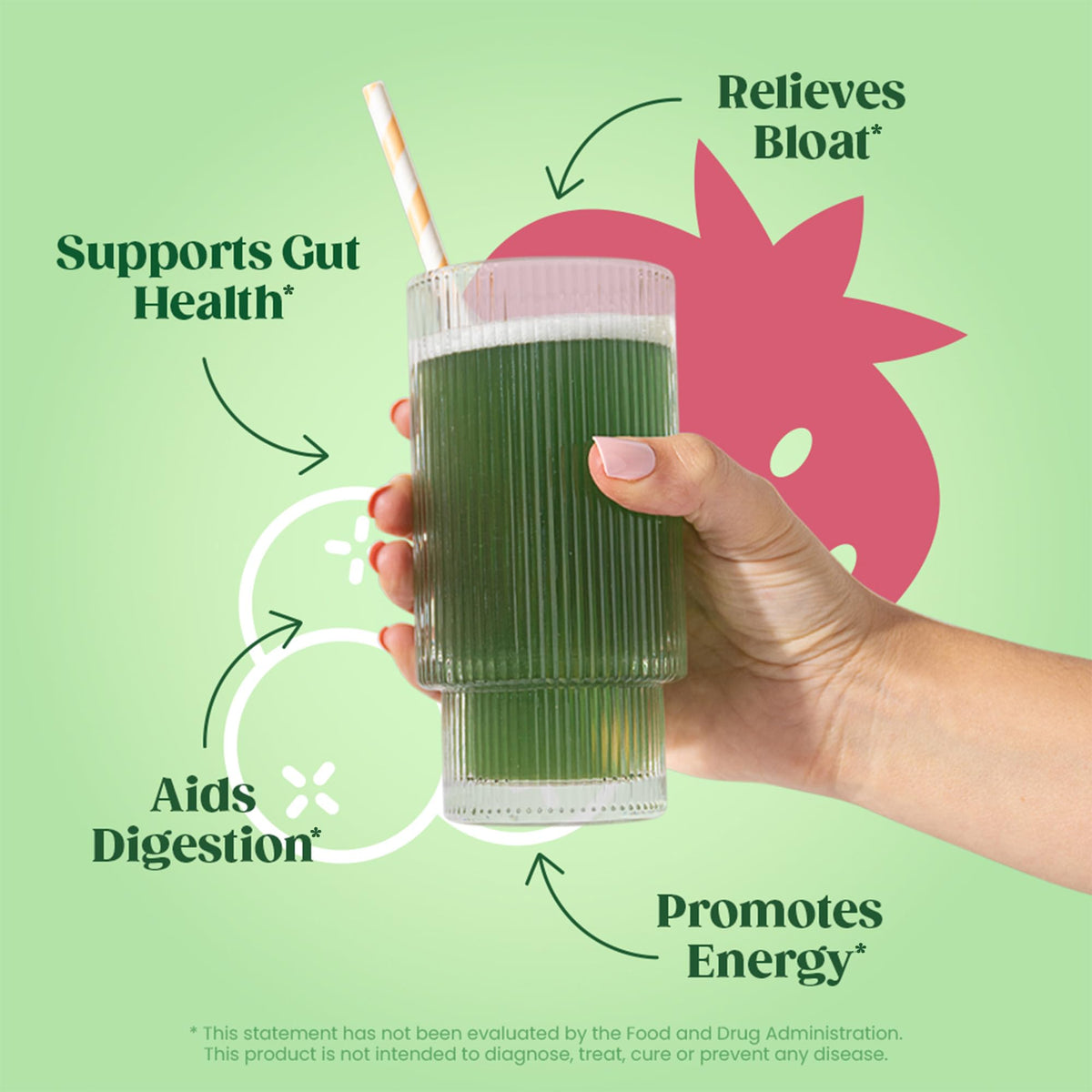 Poudre de superfood greens Bloom Nutrition mélangée dans un verre d'eau